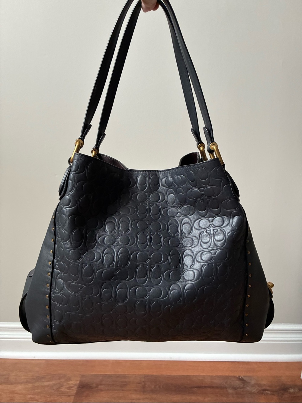 Coach Edie Shoulder Bag 31 In Signature Leather With Rivets - Picture 5 of 16